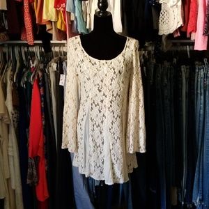 Free People ivory lace long sleeve dress!